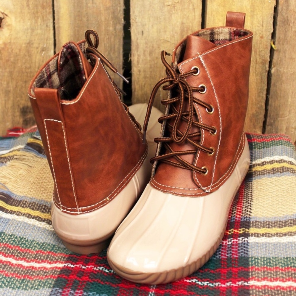 HP! Beige & Brown Duck Boots - Picture 3 of 5